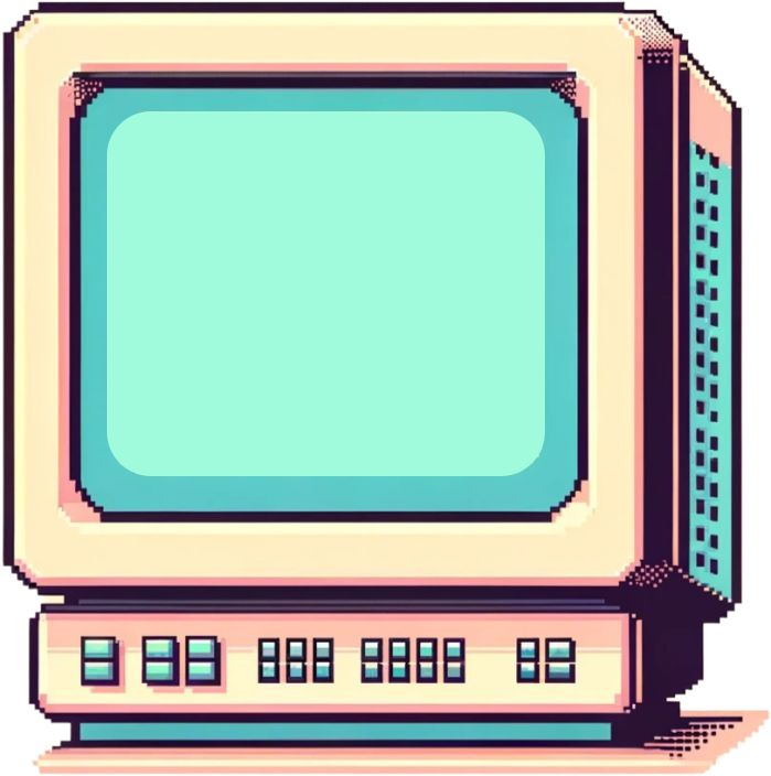 pixel image of old fashioned computer